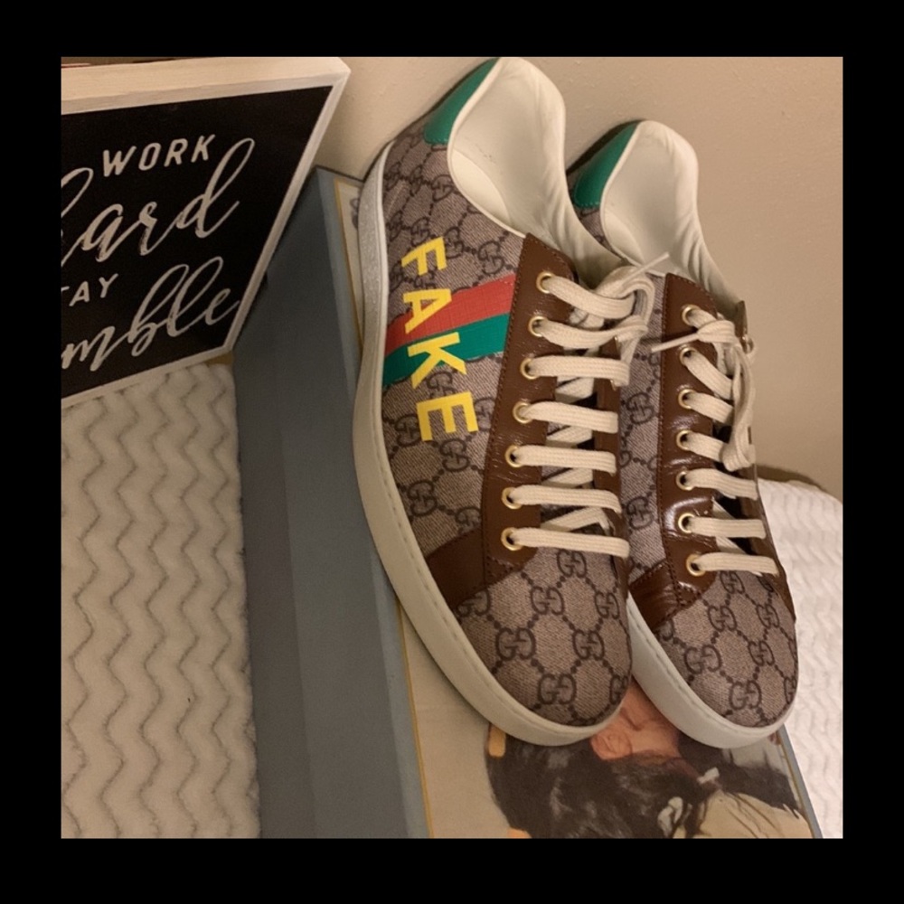 Gucci Ace size 11 sneakers green trim - Picture 2 of 10